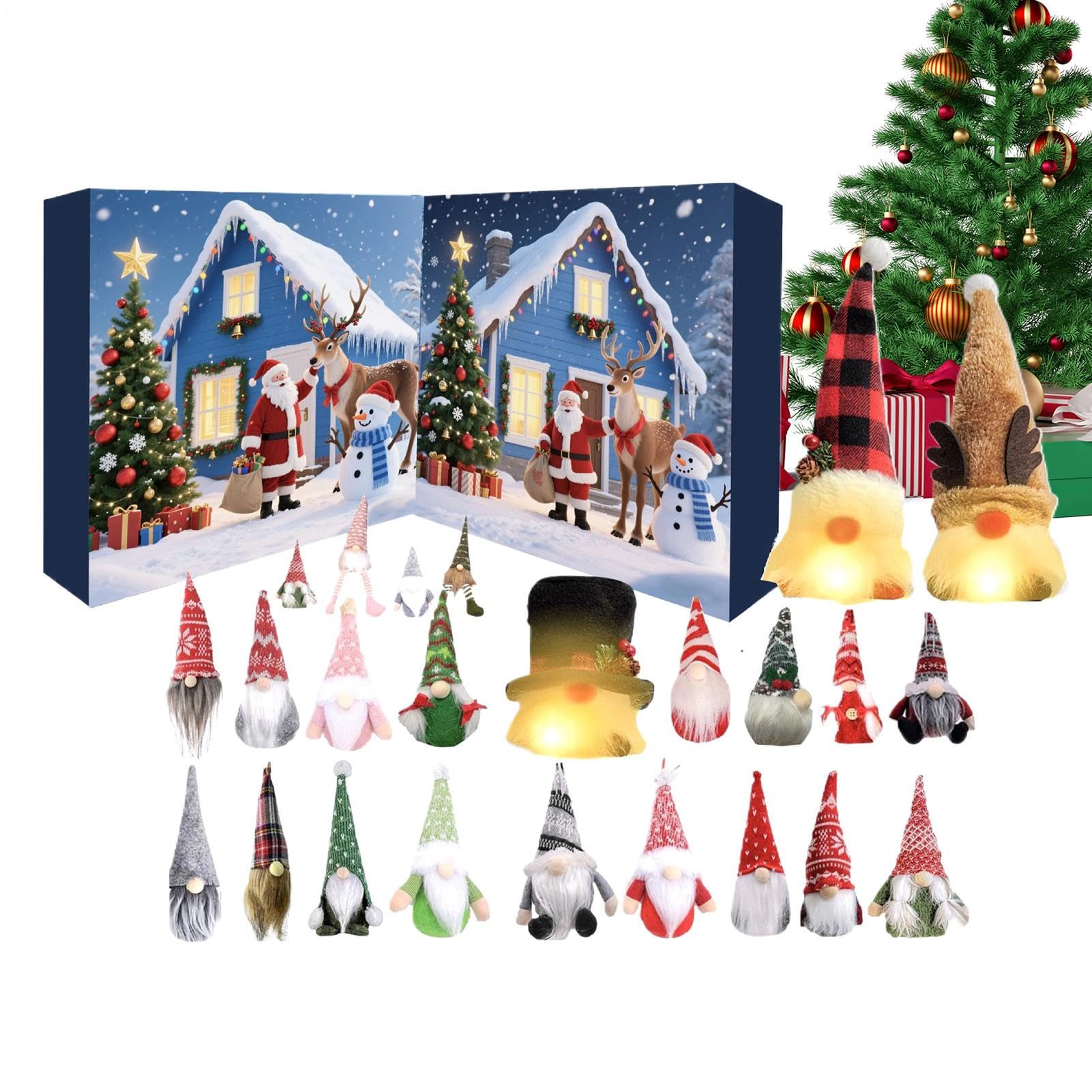 Calendario De Adviento - Calendario De Adviento Navideño 2025 Con 24 | Duendes - Decoración Del Hogar Coleccionable Para Cumpleaños Ventanas Entradas Estantes Árboles,Decoración para Mujer