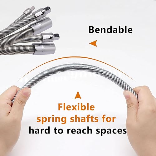 Miniatura 5 de BENLIUDH Extensión de enchufe flexible de 38, extensión de llave flexible, mango de controlador de enchufe de 2 piezas (8 pulgadas, 12 pulgadas)