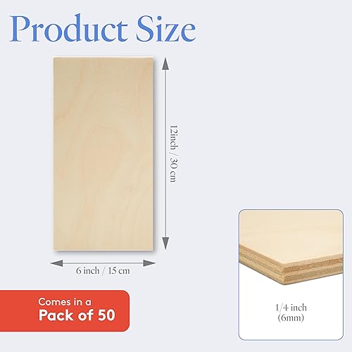 Miniatura 26 de Madera contrachapada de abedul báltico de 0.236 in de 1/4 x 12 x 24 pulgadas, caja de 6 madera artesanal de grado B/BB, más fuerte que las hojas