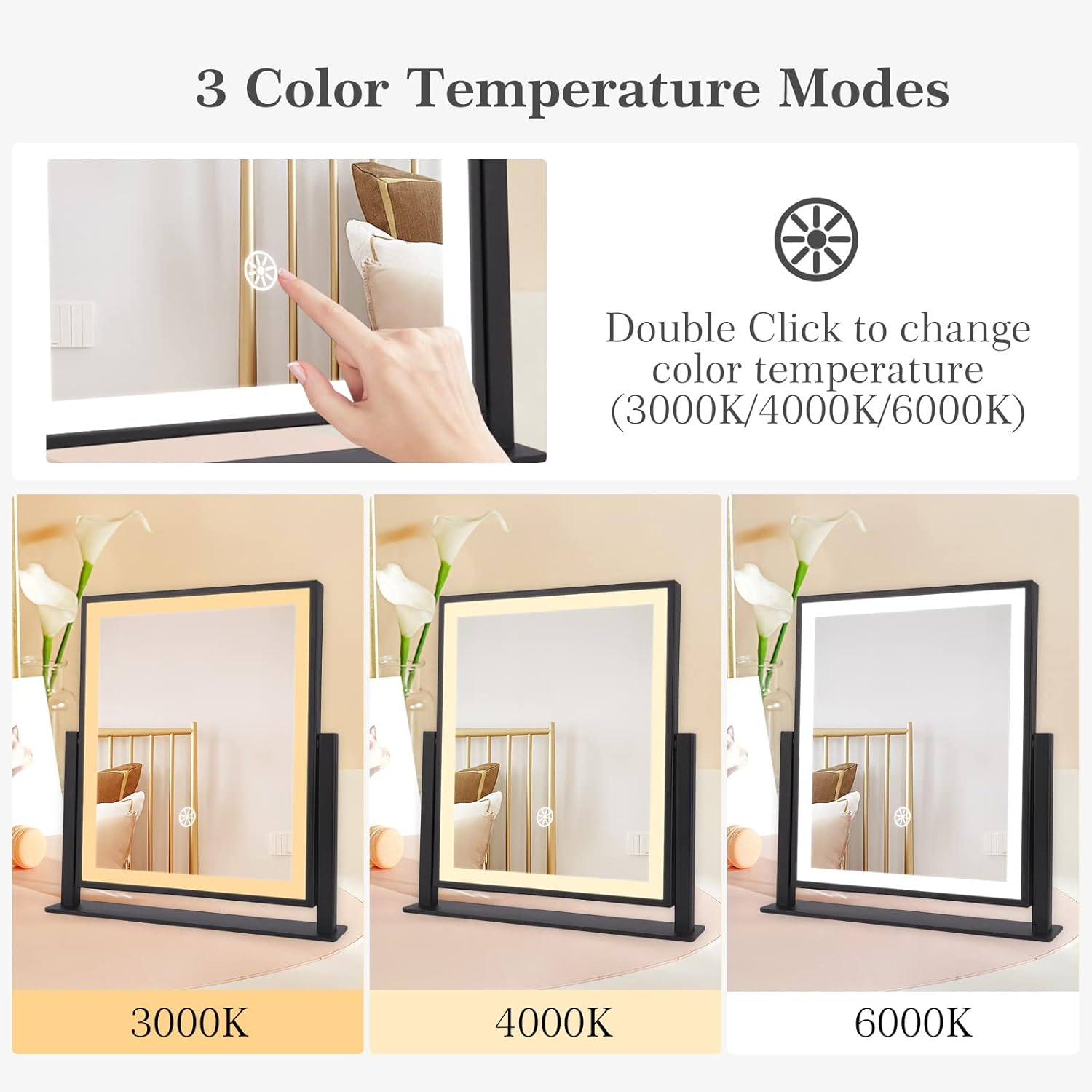 Buy Vanity Mirror with Lights, Tabletop Lighted Makeup Mirror with 102