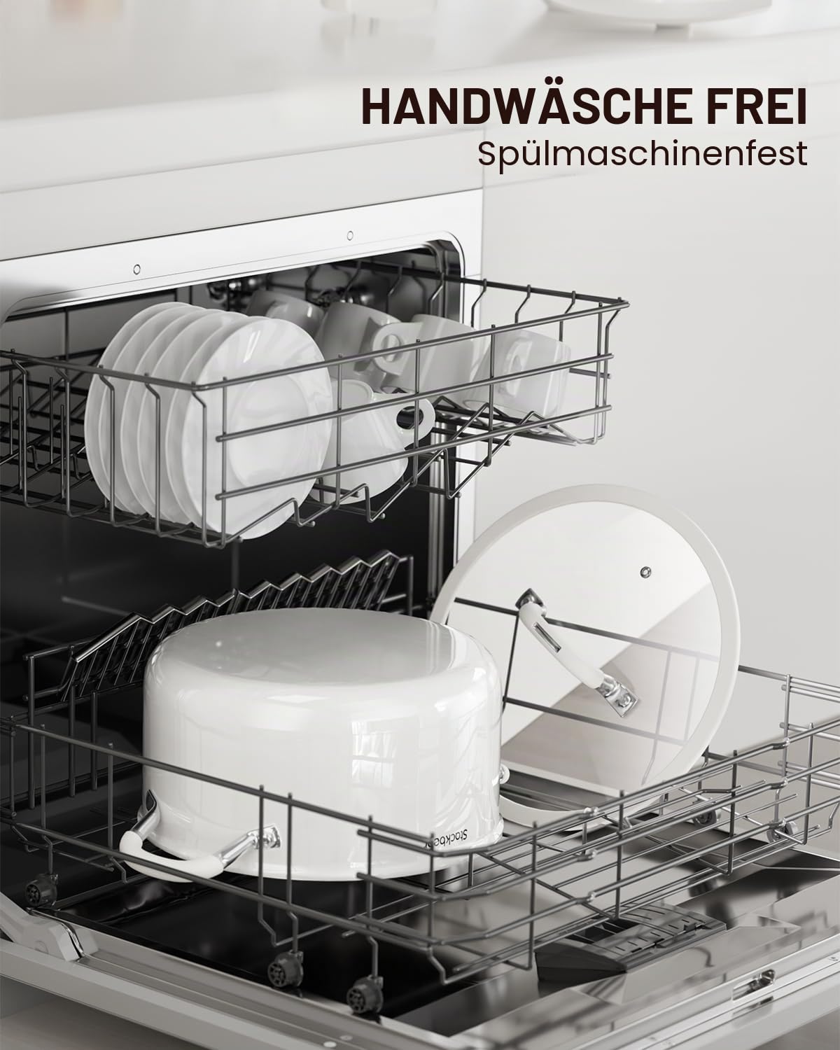Kochtopf 24 cm, 6 L Edelstahl Suppentopf für Induktion mit Deckel