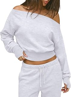 LASLULU Women's Sweatshirts 2026 Fall Off the Shoulder Tops | Cropped,Cotton,Lightweight,Plain,Black Pullover Sweatshirt Hoodies Sweaters,Cute y2k Tops,Fall Winter Clothes,Teen Girls