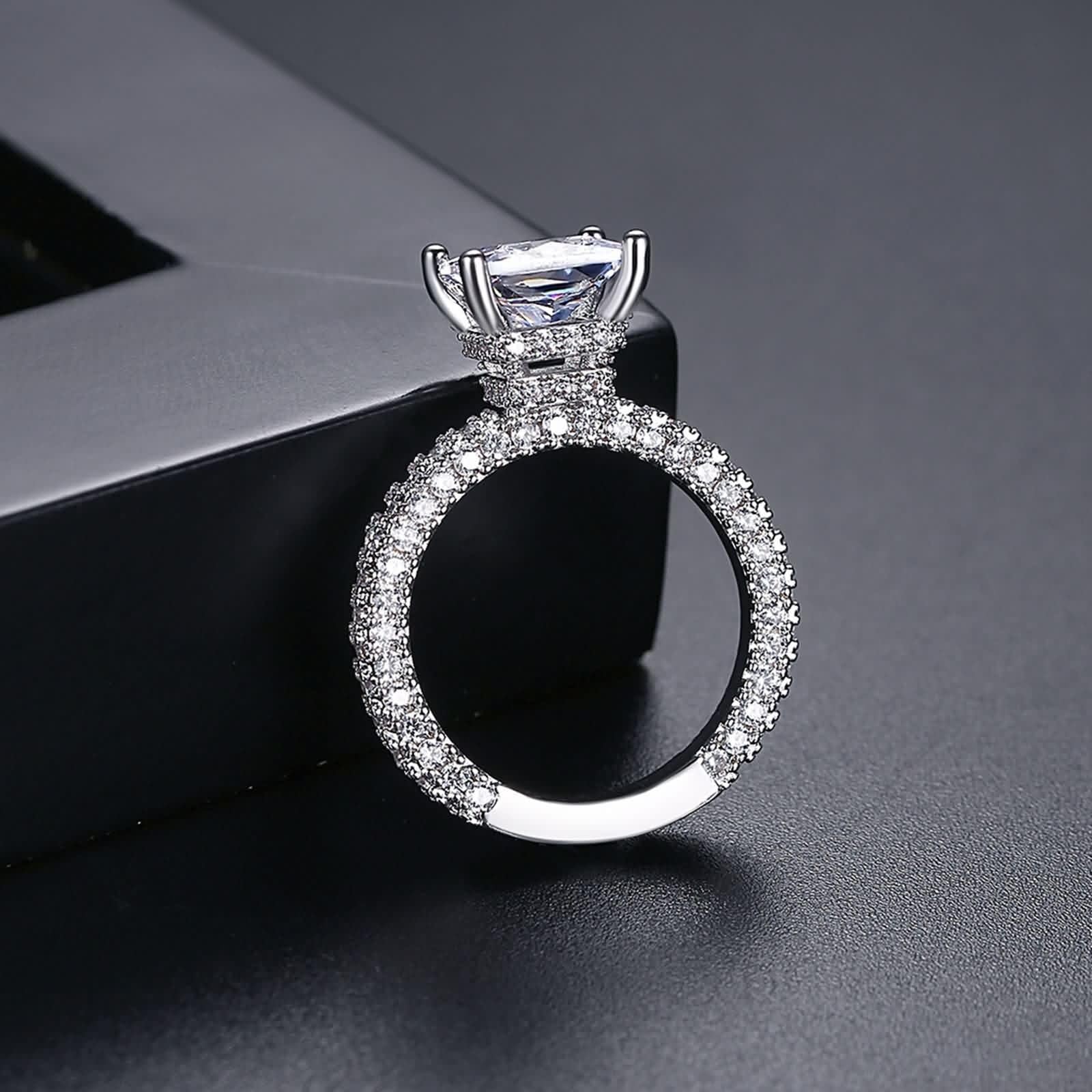 9 Karat Weißgold Verlobungsringe Labordiamant Weiß, Rings Quadrat