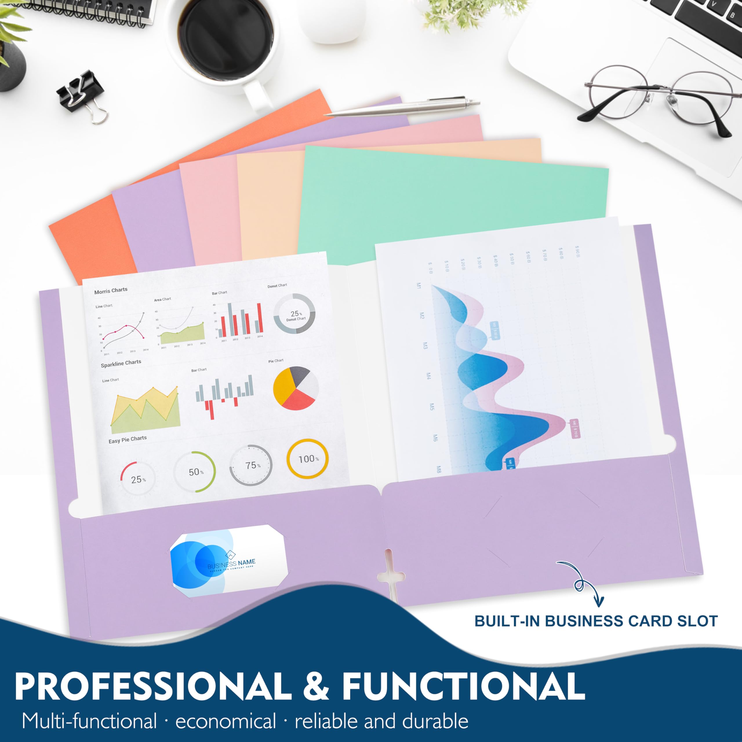 Colorful File Folders - 6 Pack Pastel Folders -5 Colorful File Folders - 6 Pack Pastel Folders -5
