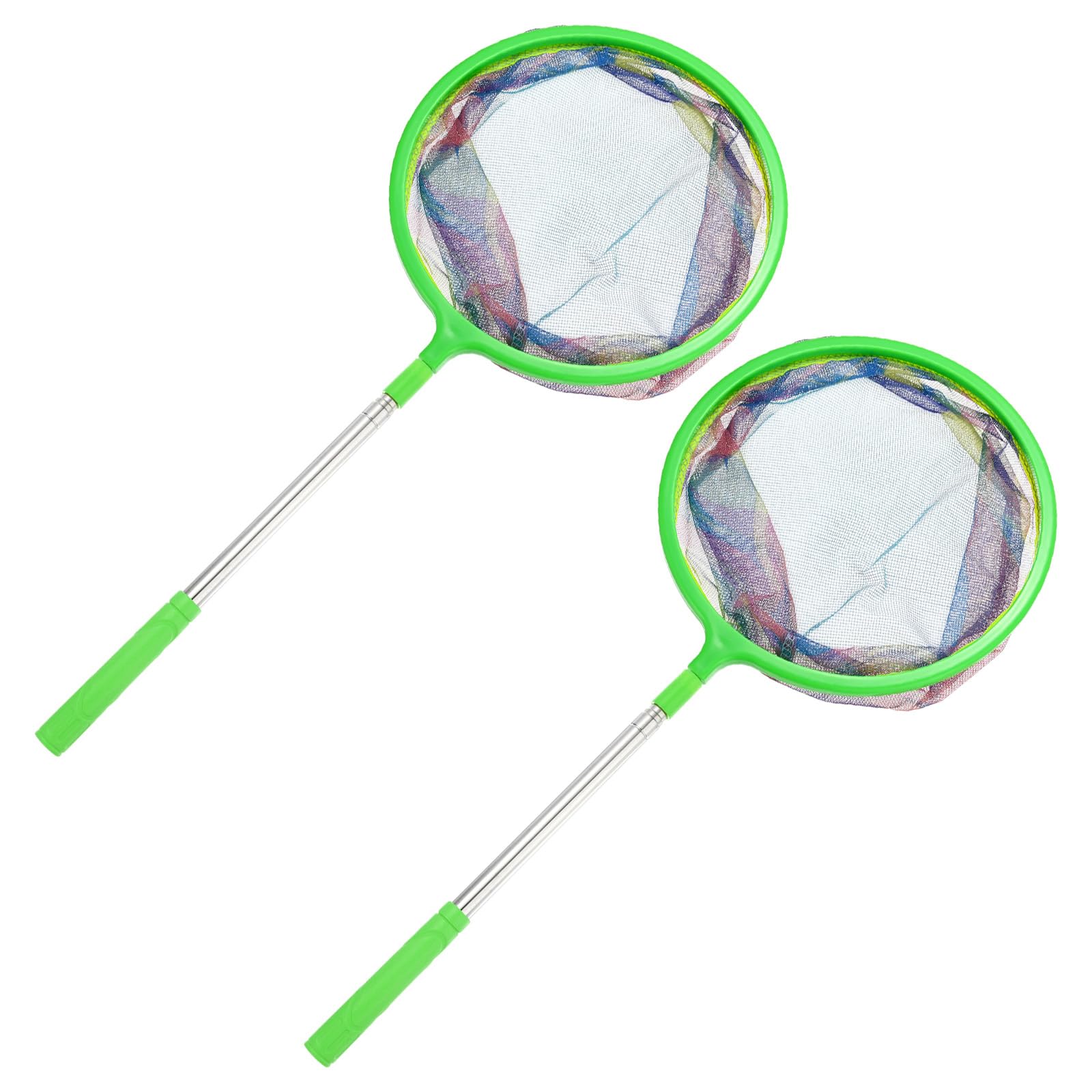 M METERXITY 2-Pack Fishing Net, Telescopic Butterfly Fishing Nets with Stainless Steel Handle for Catching and Releasing Fish/Minnow/Crabs/Butterfly, Extendable from 22 to 48.8 Inch [Green]