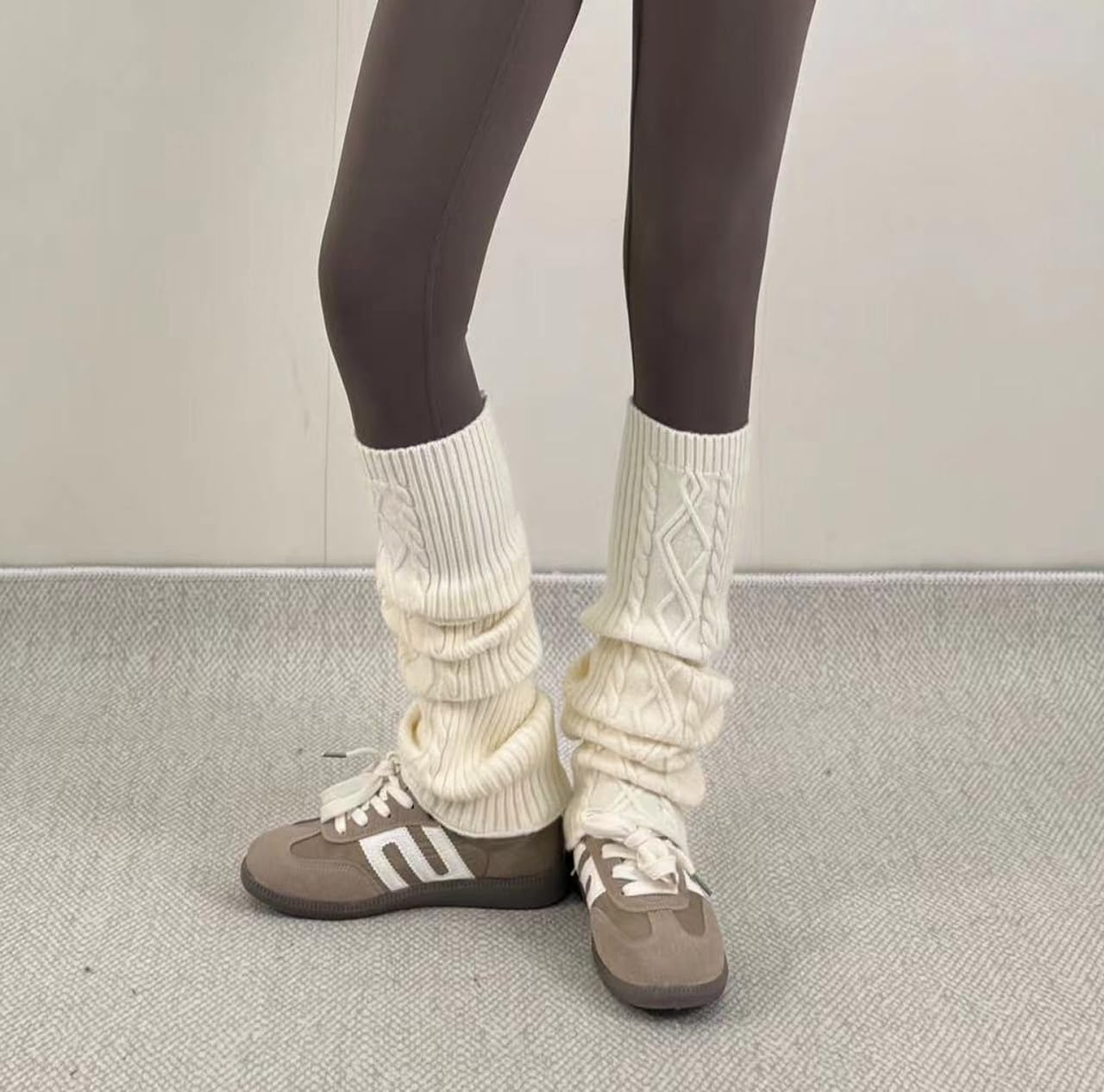 SherryDC Women’s Cable Knit Leg Warmers Winter Slouch Knee high Boot Socks Leg Sleeves - Image 2