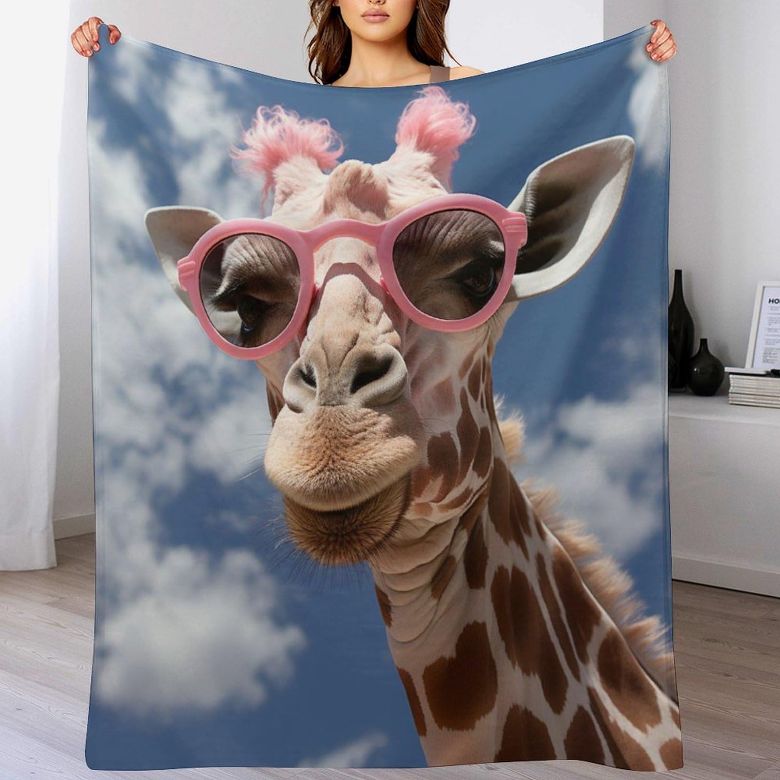 Couverture 3D girafe douillette pour des soirées cocooning réussies au salon