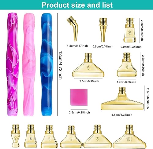 Miniatura 2 de Heflashor 22 herramientas de bolígrafo de pintura de diamante, puntas de rosca de metal de acero inoxidable, accesorios de pintura de diamante con