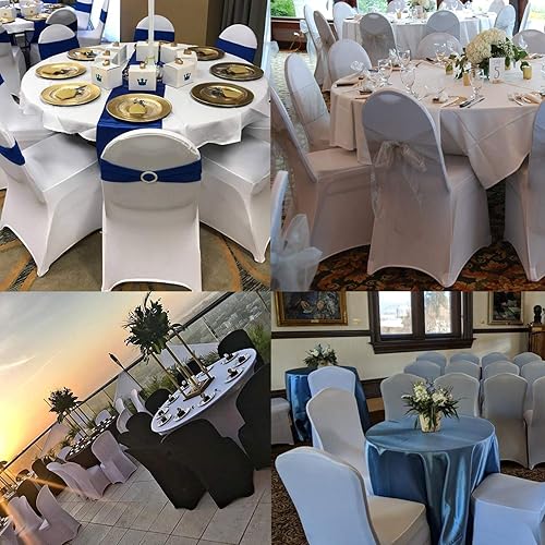 Miniatura 7 de LZY 20 fundas elásticas de elastano para sillas de bodas, fiestas, banquetes de comedor y decoración de sillas (blanco, 20)