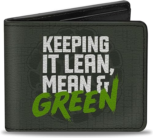 Nickelodeon Buckle-Down - Cartera plegable de poliuretano para hombre, mantén tu peso Lean, Mean & Green + Classic TMNT Group Pose Gray, multicolor,