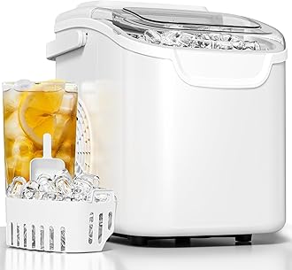 Pro Ice Maker: Fresh Ice On Demand in 6 Mins! 26.5 lbs/Day, Self-Cleaning & Ultra-Quiet. Perfect for Home Bars, Kitchens & Offices（Glossy White）