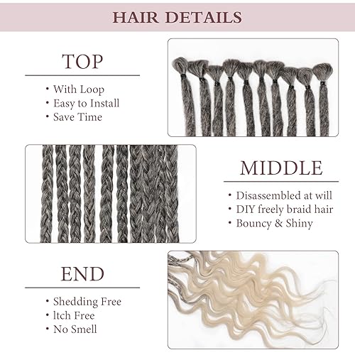 Miniatura 3 de 20 hebras de extensiones de rastas finas de 18 pulgadas, 1Bgris, suave ganchillo SE Dreads estilo reggae, pelo sintético trenzado de 0.2 in de