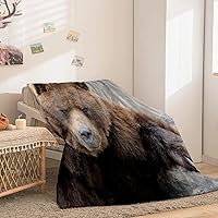Vista 4 de Brown Animal Bear Pattern Flannel Fleece Throw Blankets 40"X50" Soft Cozy Print Throw, Fluffy Winter Fall Blanket Plush Home Decor for Couch Bed