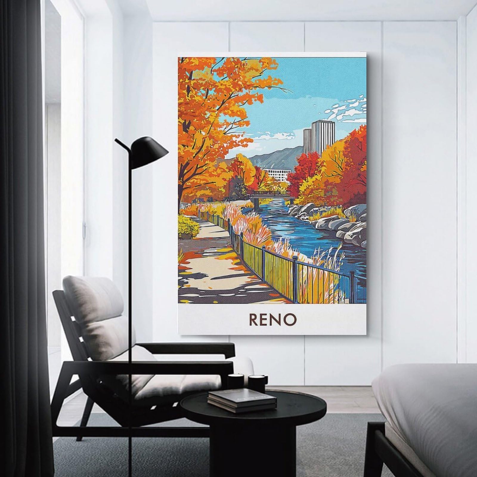 Junmoney Room Decor Wall Art Reno Cityscape Autumn, 12x18inch(30x45cm), for Flats, Guest Rooms Or Compact Rooms, Wall Decor with Flexible Room Appeal