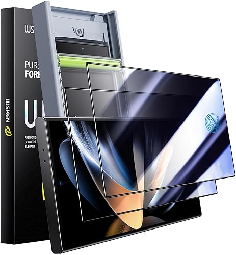 WSKEN Protector de pantalla de vidrio templado para Samsung Galaxy S24 Ultra, antiespía de 24, cero burbujas, eliminación automática de polvo,