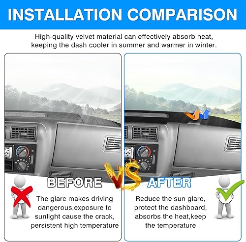 Vista 44 de Autorder Alfombrilla de cubierta de salpicadero para Ford F150 F250 F350 1992-1996 Accesorios Cubierta de tablero de franela para salpicadero