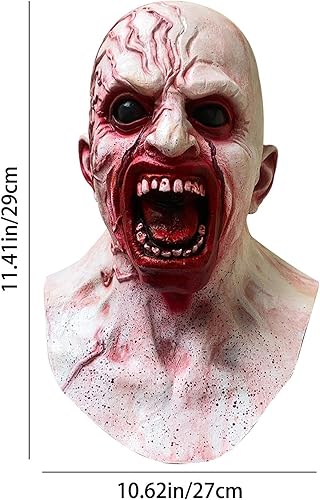 Miniatura 8 de Máscara de miedo de Halloween Zombi Horror Headgear Cosplay Maquillaje Fiesta Accesorios Calvo Sangriento Tocado