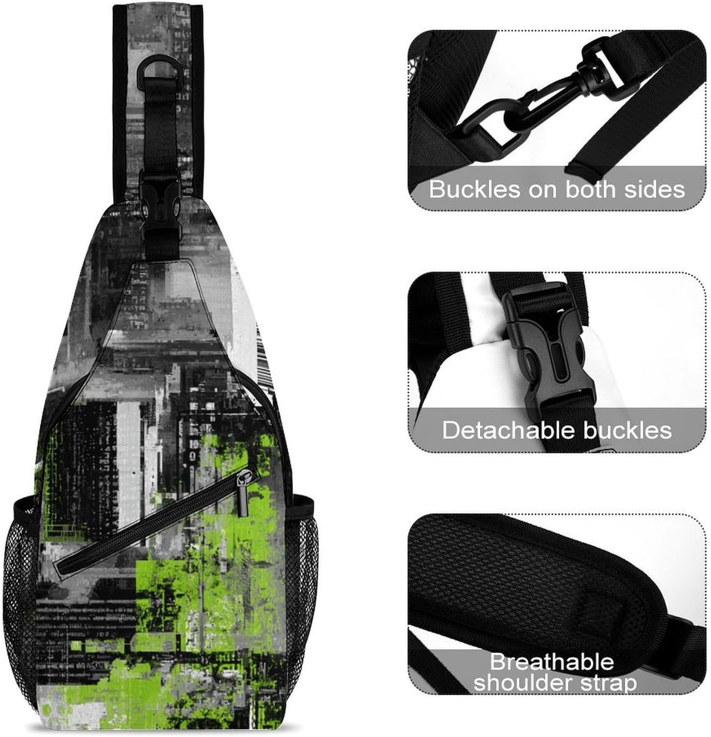 Barcodes And Codes Sling Crossbody Bag Lightweight Chest Shoulder Backpack for Outdoor Sports