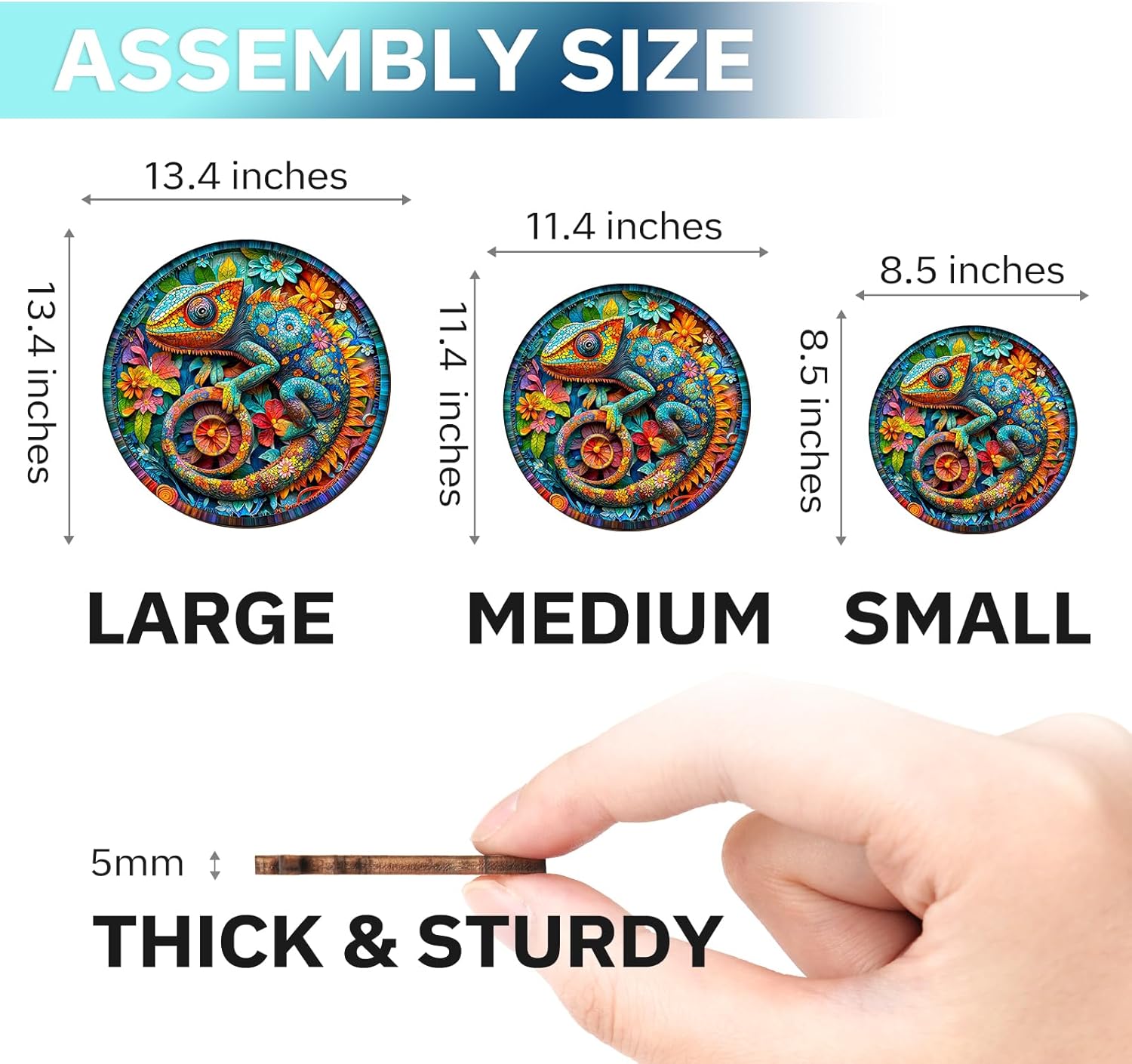 Jigfoxy Wooden Puzzles for Adults, Paper Chameleon Wood Puzzle for Adults, Unique Animal-Shaped Wooden Jigsaw Puzzle, Christmas Thanksgiving Gifts for Family and Friends (S-8.5 * 8.5in-100pcs)