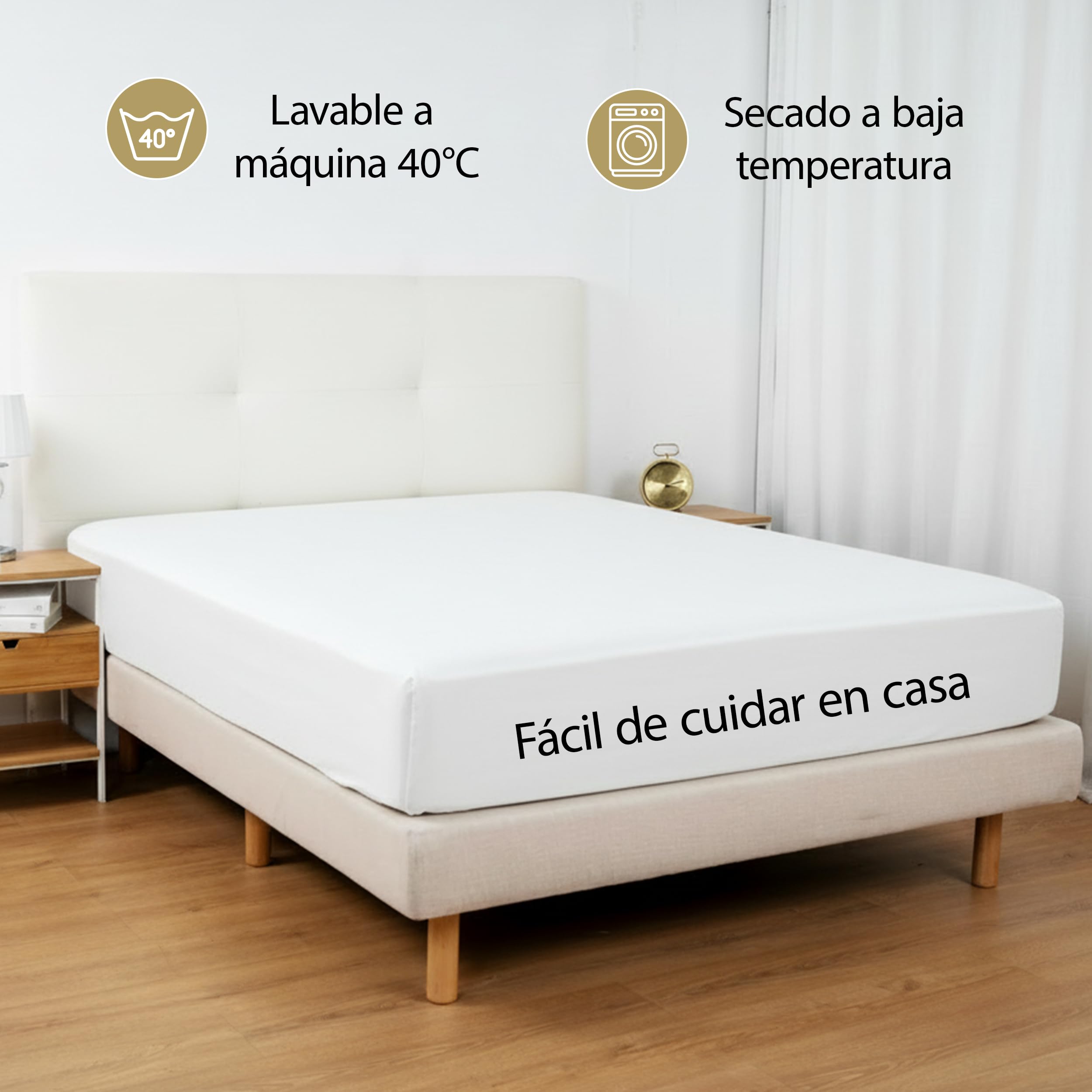 Sábana Bajera Ajustable Microfibra Suave 90x190/200 - Altura 30 cm - Transpirable, Elástica y Lavable - Blanco, 2 Unidades