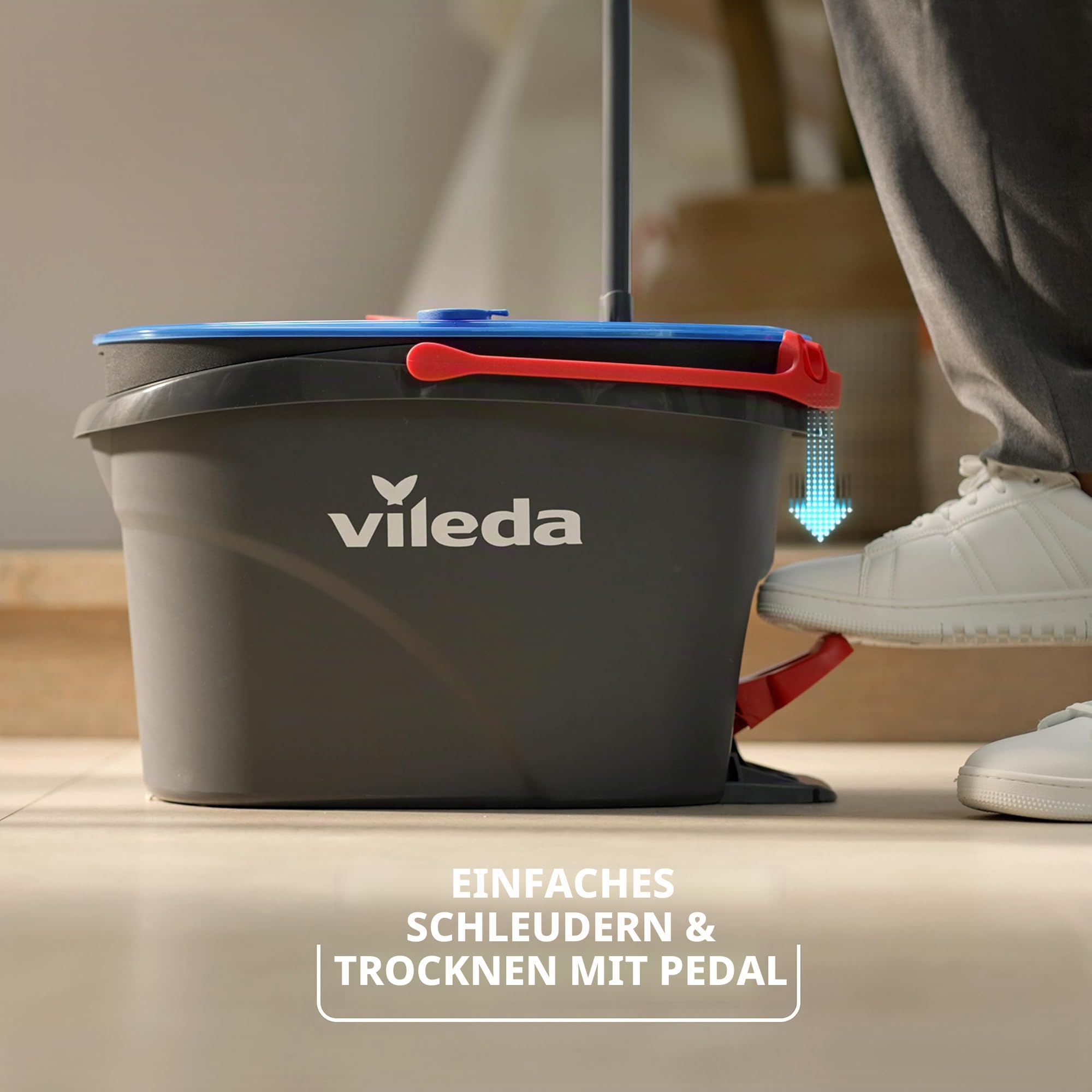 Vileda H2PrO Wischmopp Set mit Eimer| 100% Trennung von Frisch- und Schmutzwasser | Innovatives Zweitanksystem mit Auswringfunktion | Müheloses Auswringen | Mikrofaserreinigung | Ergonomisches Design