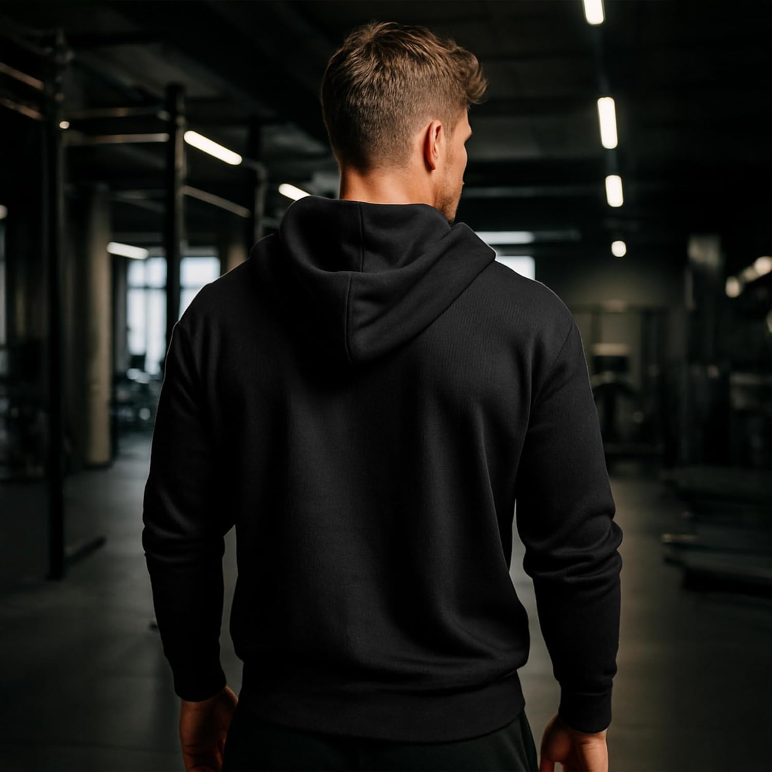 Ohoo Mens Slim Fit Waffle Knit Cotton 100% Basic Pullover Hoodies Sweatshirt Lightweight Long Sleeve with Kanga Pocket - Image 2