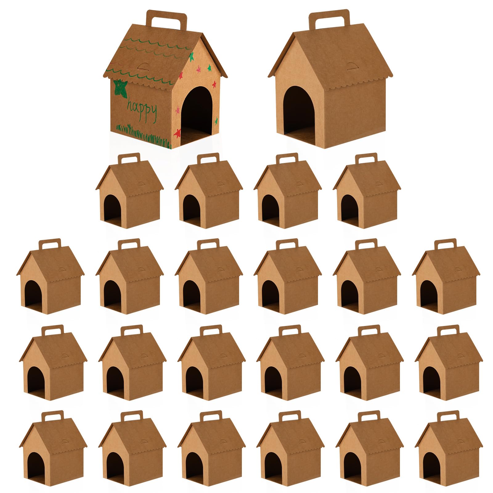 24pcs Large Dog Party Favors Boxes, DIY Adopt a Puppy Party Themed Boxes Foldable Dog Pet Gift Stuff for Birthday Decorations (Light Brown, Kraft Paper)