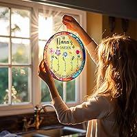 Vista 4 de Atrapasueño personalizado de vidrio para jardín de la abuela, decoración de ventana, regalo para mamá, abuela, nana, día de la madre, Navidad