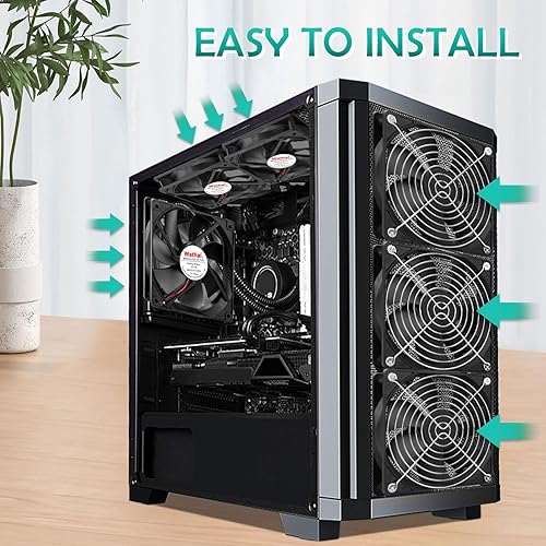 Miniatura 24 de Wathai Ventilador de enfriamiento sin escobillas de 4.724x4.724x0.984 in 4.724 in 12V 0.45A 2Pin DC