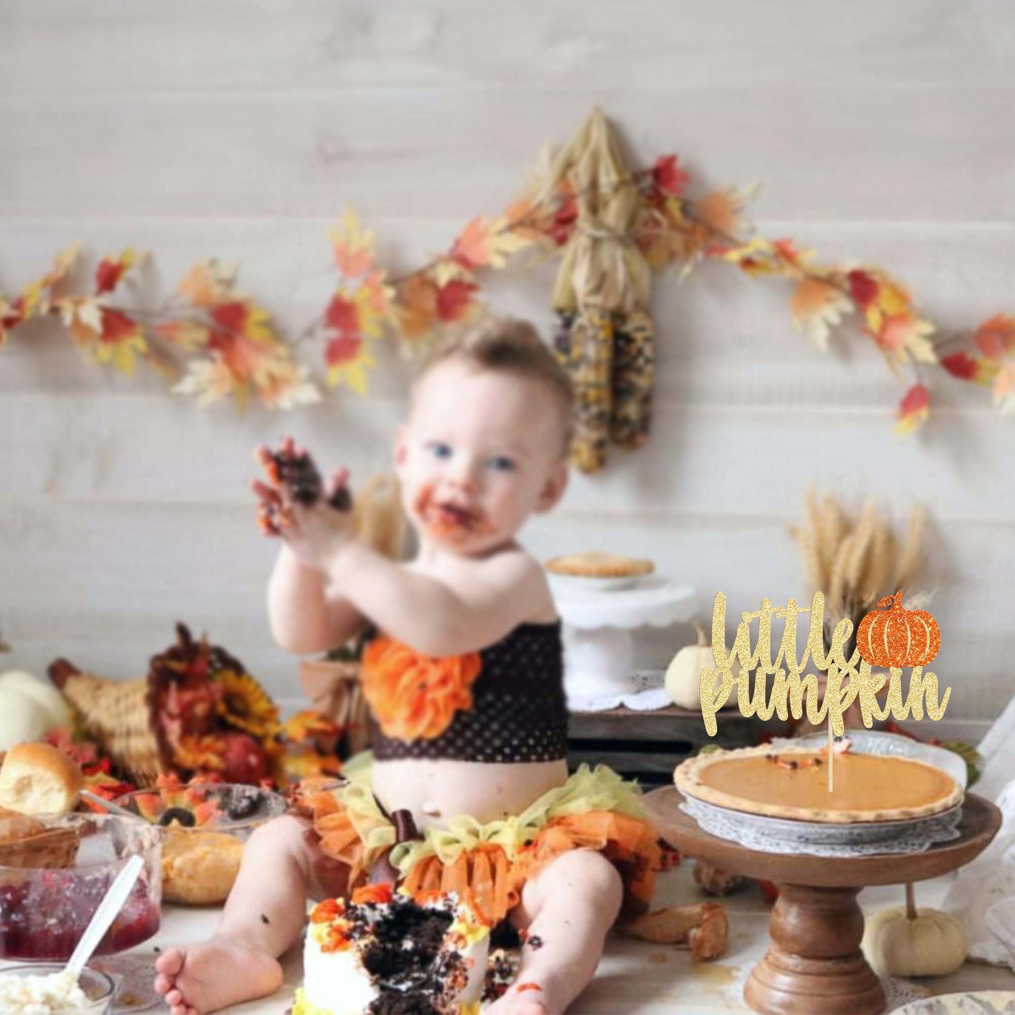 1 PZ Benvenuto Piccola Zucca Cake Topper Glitter Caduta Tema Piccola Zucca Cake Pick Baby Shower Bambini Compleanno Festa del Ringraziamento Decorazioni Forniture Oro