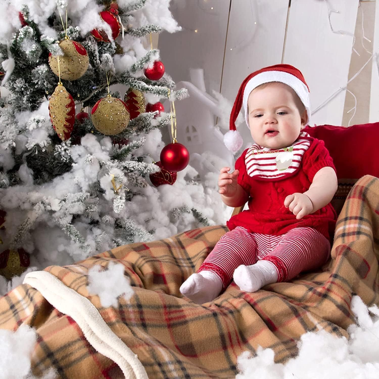 Christmas Fake Snow Decor,Fiber Artificial Snow Cotton Snow Fluffy Indoor Decoration,Mantle Village,Nativity Set,Christmas Tree Decor,Flame Resistant Blankets (17.63 Ounce/500G)