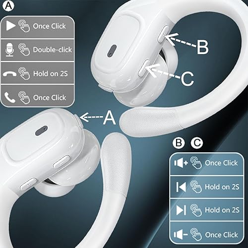 Miniatura 4 de Auriculares inalámbricos Bluetooth auriculares deportivos con 90 horas de reproducción gancho para la oreja pantalla LED estuche de carga IPX7