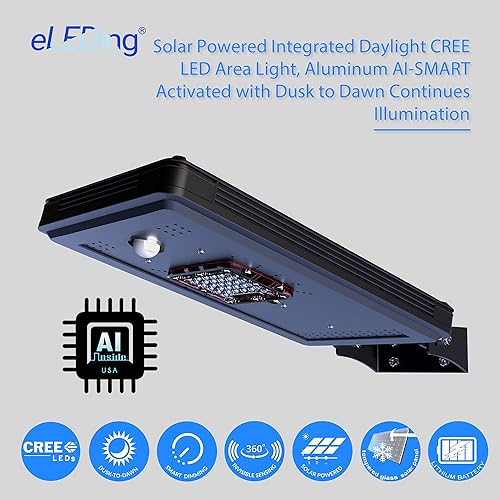 Miniatura 2 de Energía solar del anochecer al amanecer de aluminio negro al aire libre integrado LED AI-SSmart Sensing 1600 lúmenes CREE Area Path Luz de