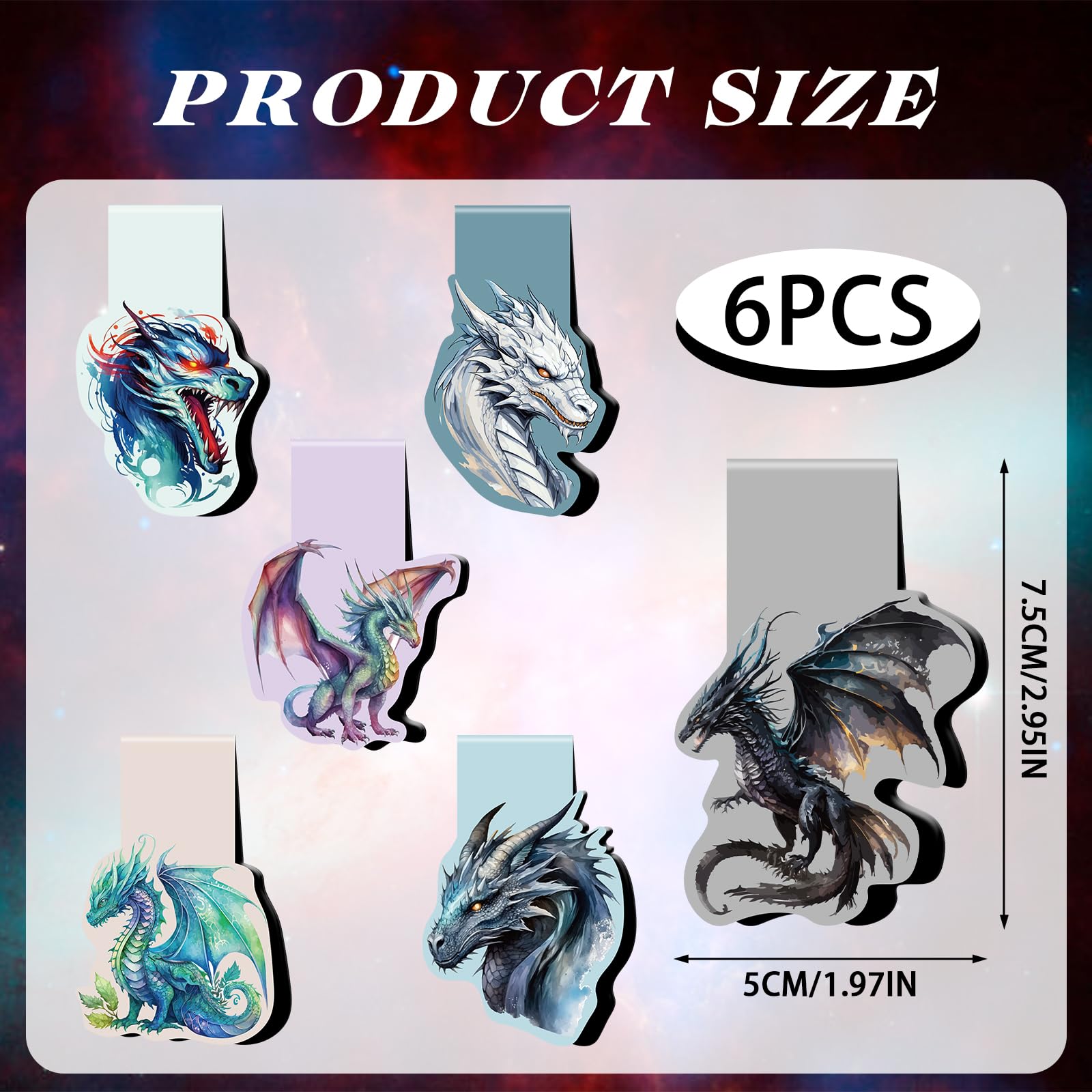 Marque-pages Dragon Métal - Lot De 2 Avec Boîte Cadeau - Acier Inoxydable 2,6x13 Cm - Cadeau Pour Lecteurs - 2