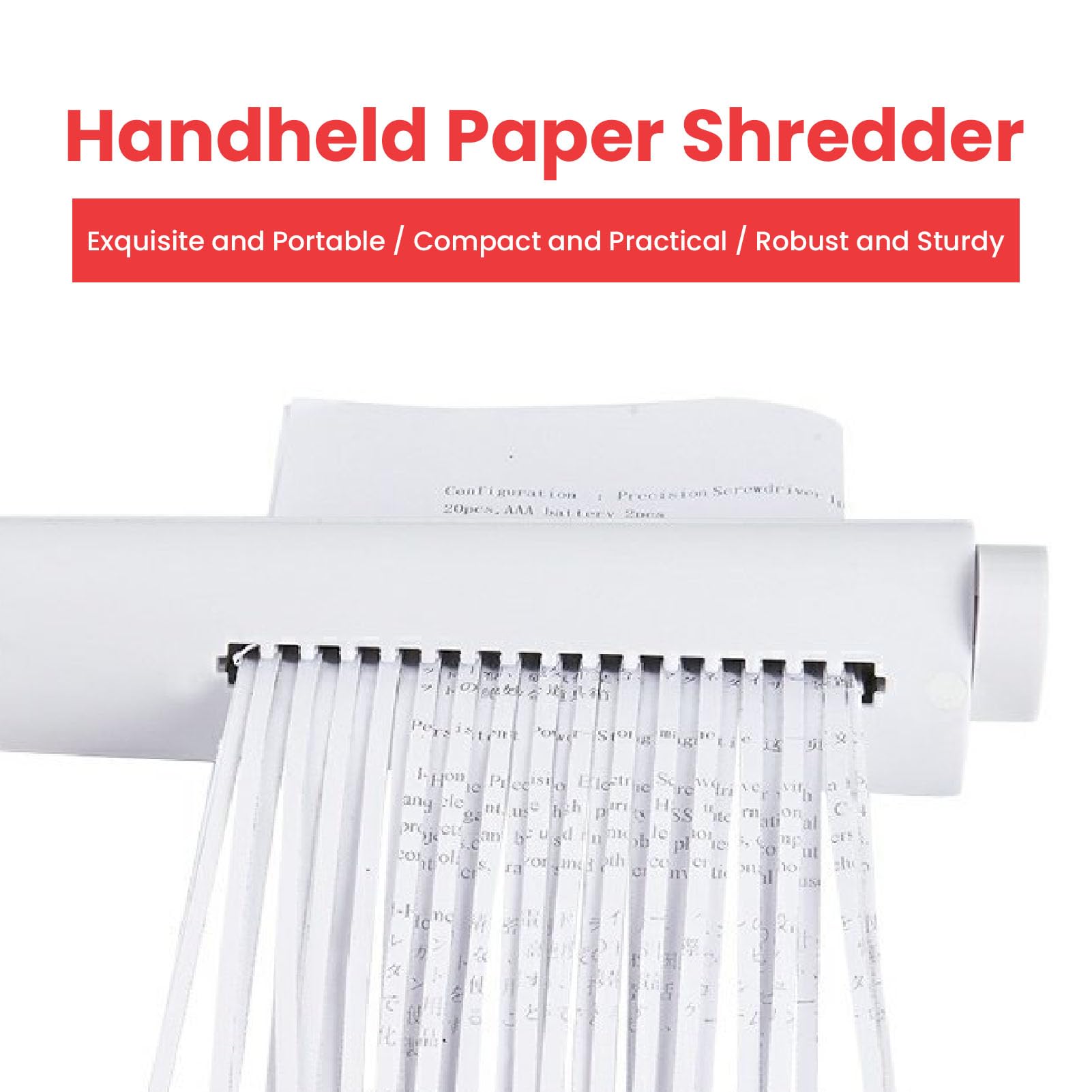 BRRNOO Handy Paper Shredder Portable Manual Document Shredder ABS Blanc