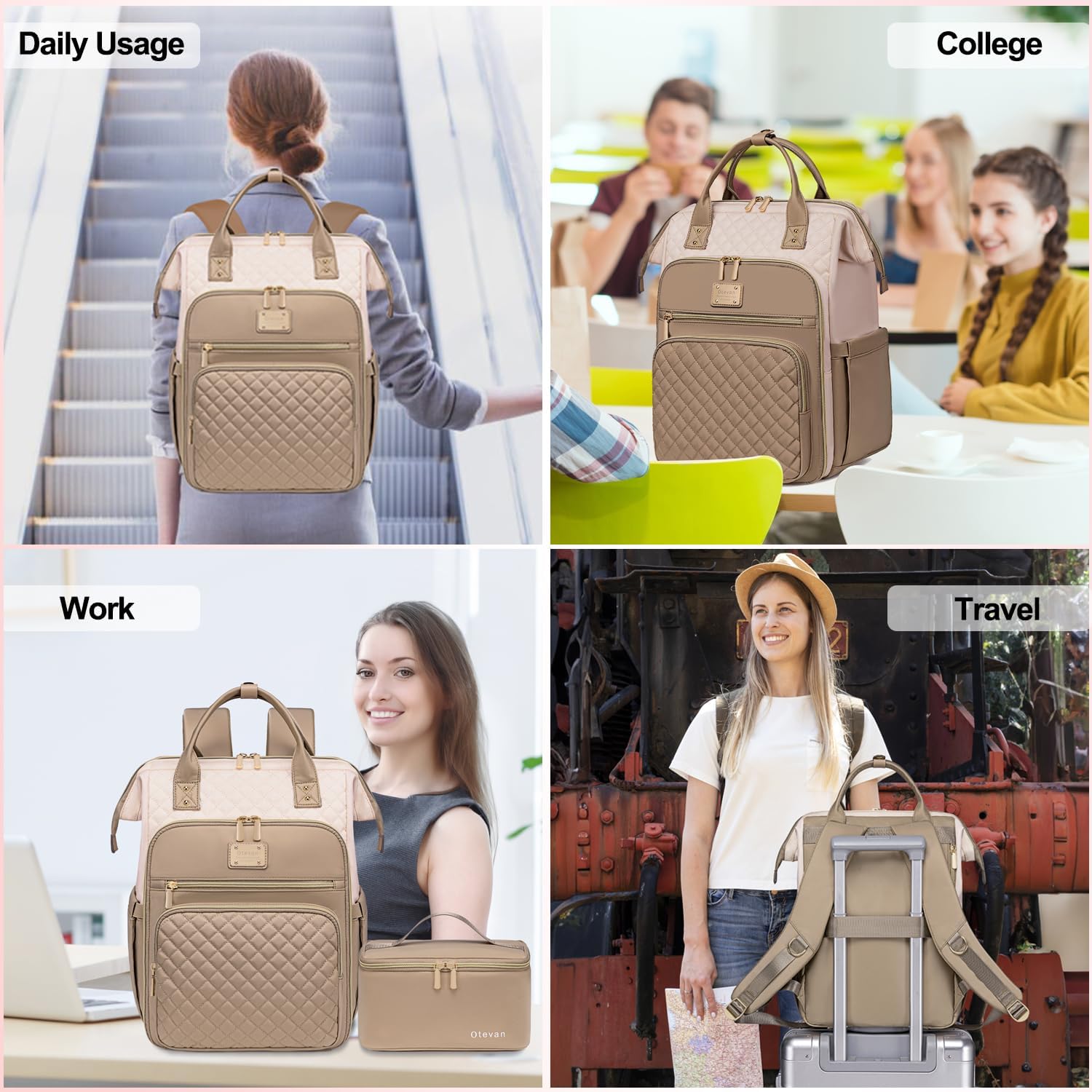 Lunch Backpack for Women, 15.6 inch Laptop Backpacks for Womens, Work Backpacks with Lunchbox,Insulated Back pack Cooler,Teacher Nurse Travel Backpack for Women - Image 7