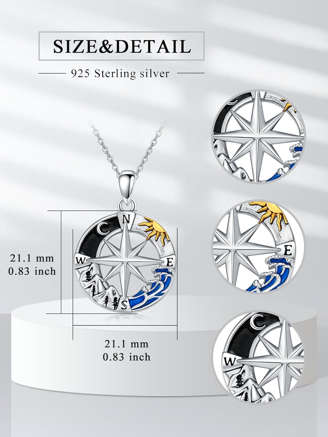 Graduation Gifts for Women Sterling Silver Owl/Compass Graduation Necklace College High School Graduation Jewelry Class of 2024 Inspirational Necklace Christmas Graduation Jewelry for Her - Image 2