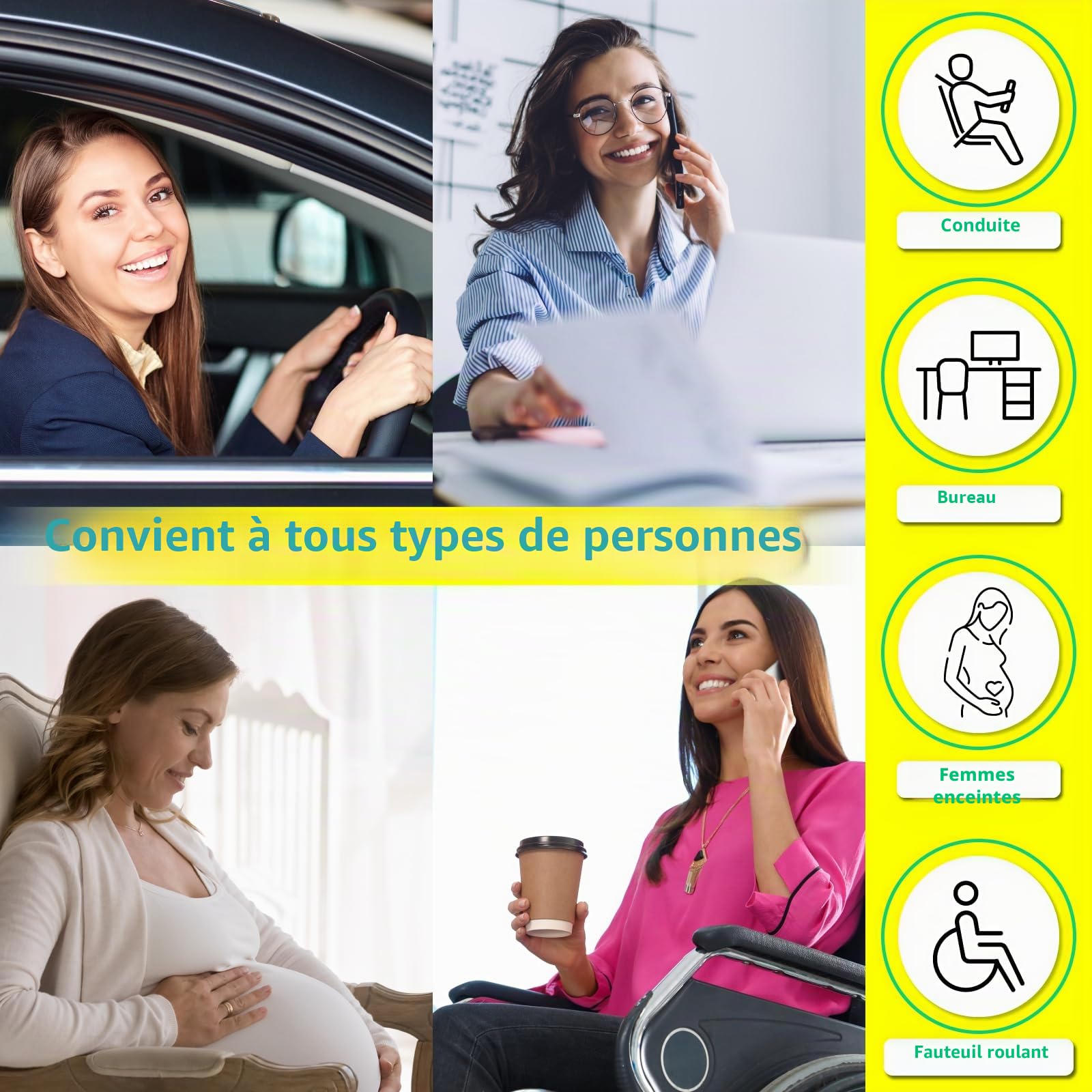 kingphenix Coussin de siège de voiture avec coussin de soutien dorsal : Design en mousse à mémoire de forme pour un confort amélioré, idéal pour les conducteurs et l'utilisation au bureau - Confort