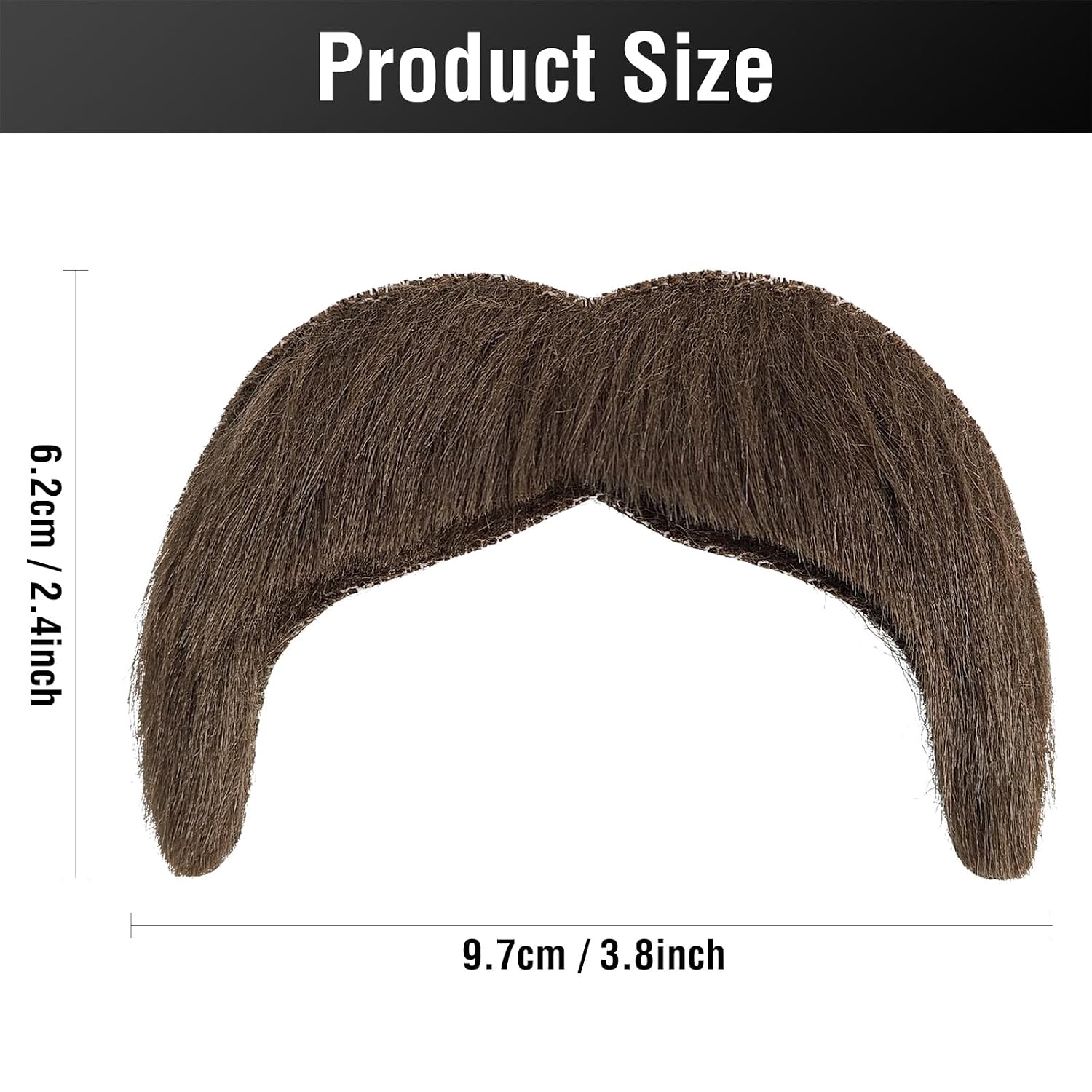 WILDREEDS Self Adhesive Fake Mustache for Adult, Novelty False Facial Hair for Halloween Costume Accessories (Brown)