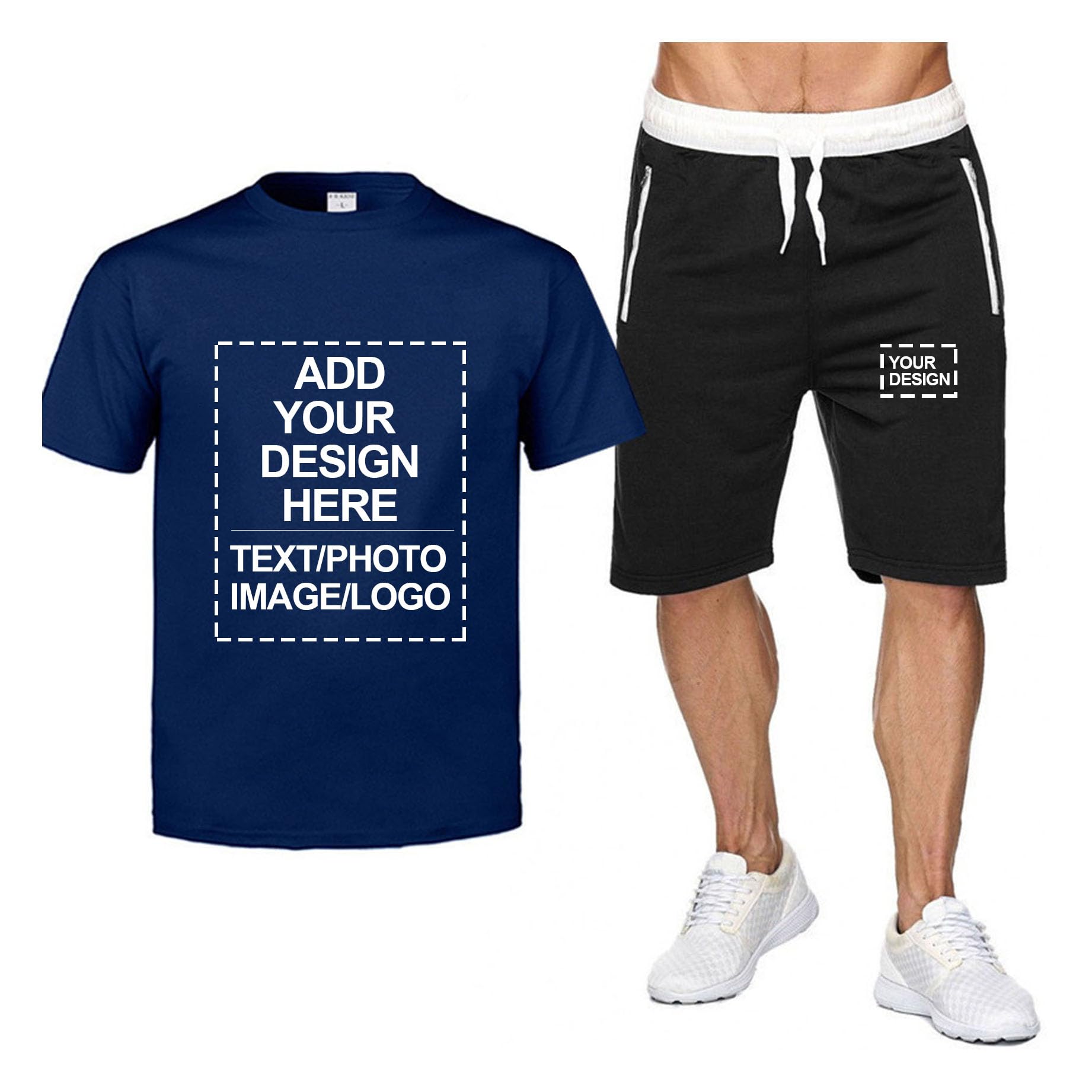 Ensemble t-shirt short pour homme avec logo personnalisé pour l'été survêtement personnalisé manches courtes vêtements travail cadeau ajoutez votre propre texte et photo