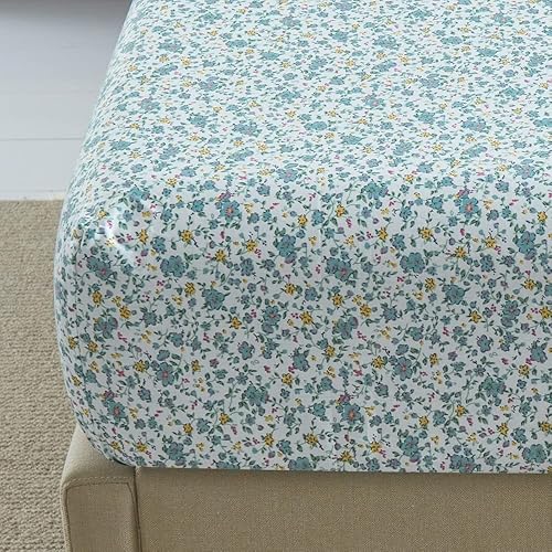 Miniatura 7 de DAUAOTO Juego de sábanas de algodón, tamaño individual XL, colchón de hasta 14 pulgadas de profundidad, ropa de cama con patrón floral para cama