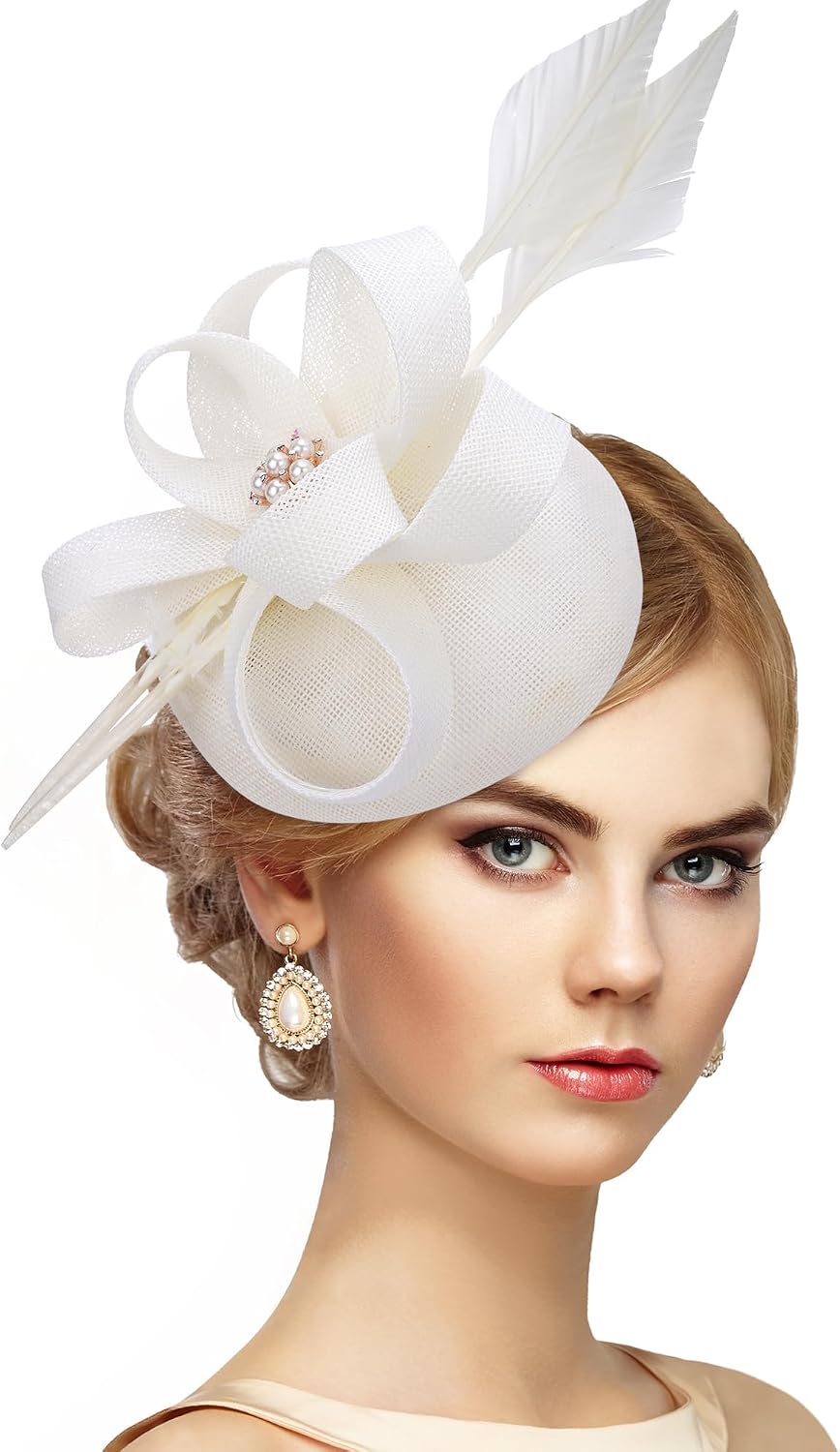 Feather Tea Party Hats – Fascinator 2025 Derby Hat 1920s 50s Church Fascinators with Hair Clip for Lady