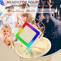 Vista 7 de Mini máquina de karaoke para niños y adultos, altavoz Bluetooth portátil con 2 micrófonos inalámbricos, juguetes de karaoke para fiesta familiar
