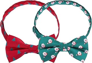 Boao 2 Bow Ties Christmas Ties for Men, Perimeter 24-48 cm (Red and Green)