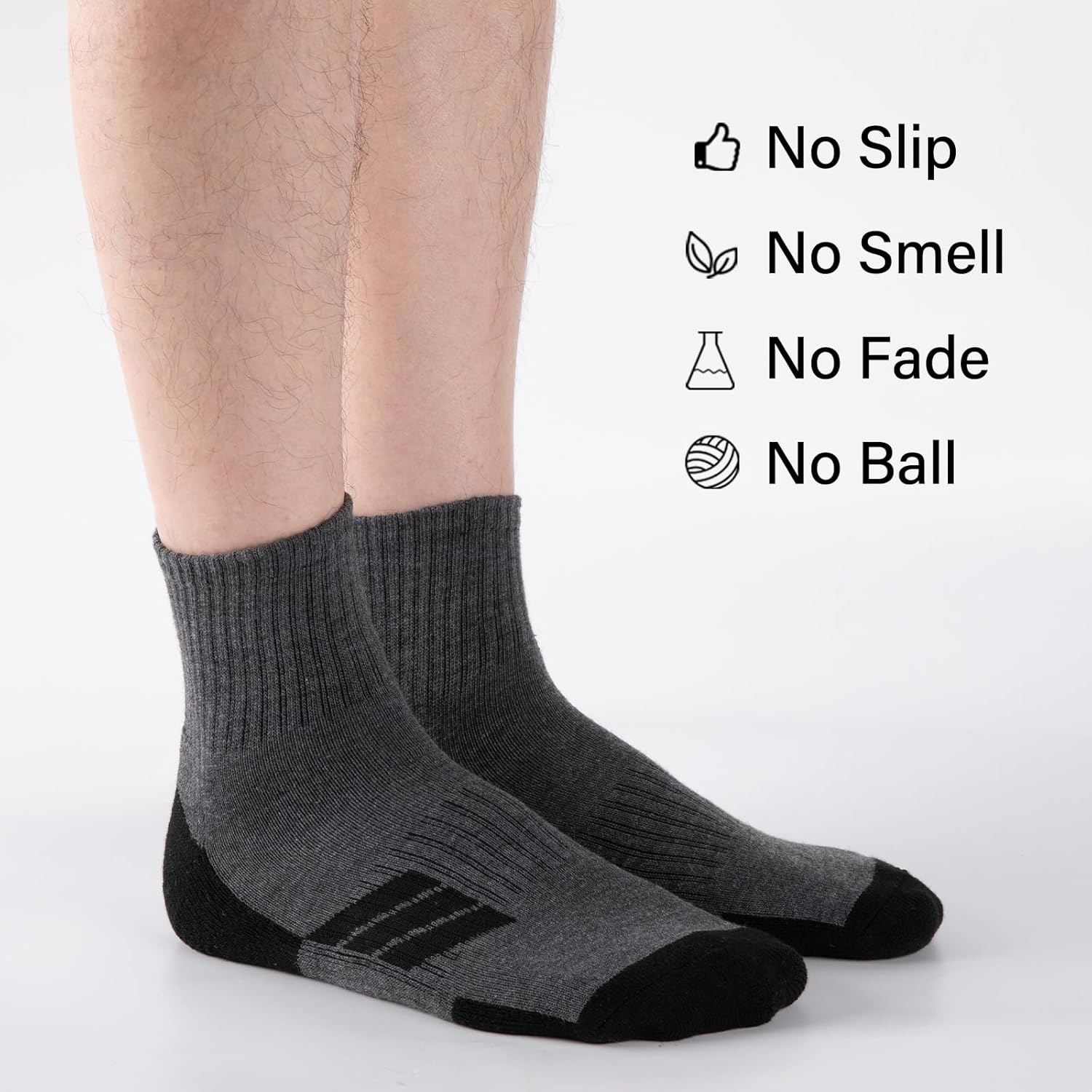 COOPLUS 8 Pairs Mens Cushion Ankle Socks, Athletic Running Performance Quarter Socks - Image 6