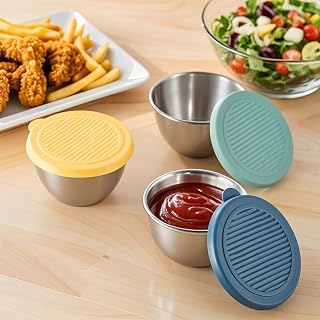 4 Pack Salad Dressing Containers With Lids, Small Leakproof Reusable Stainless Steel Salad Dressing Container To Go For Lunch, Sauce, Picnics, Travel Meal Prep And Kitchen Storage