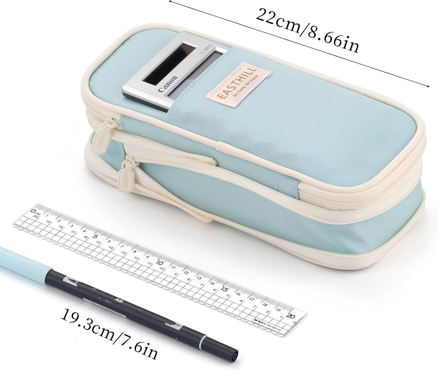 EASTHILL Big Capacity Pencil Case Large Pencil Pouch Stationery Pen Bag for Teen Girls-Blue - Image 3