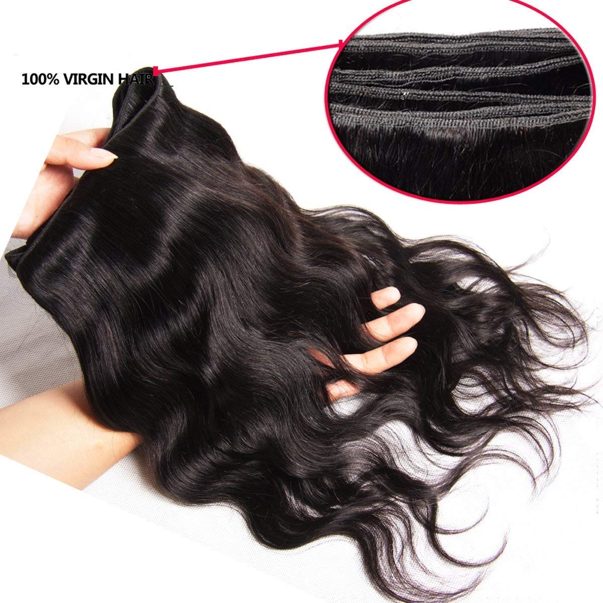 Beauty Forever Hair Brazilian Hair Weave Virgin Hair Body Wave 4 Bundles 10A Unprocessed Virgin Human Hair Natural Color (100+/-5g)/pc (22 24 26 28)