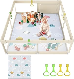 Fodoss Baby Playpen with Mat - 71×59inch Extra Large Playpen for Babies and Toddlers, Indoor & Outdoor Baby Play Yard, Beige
