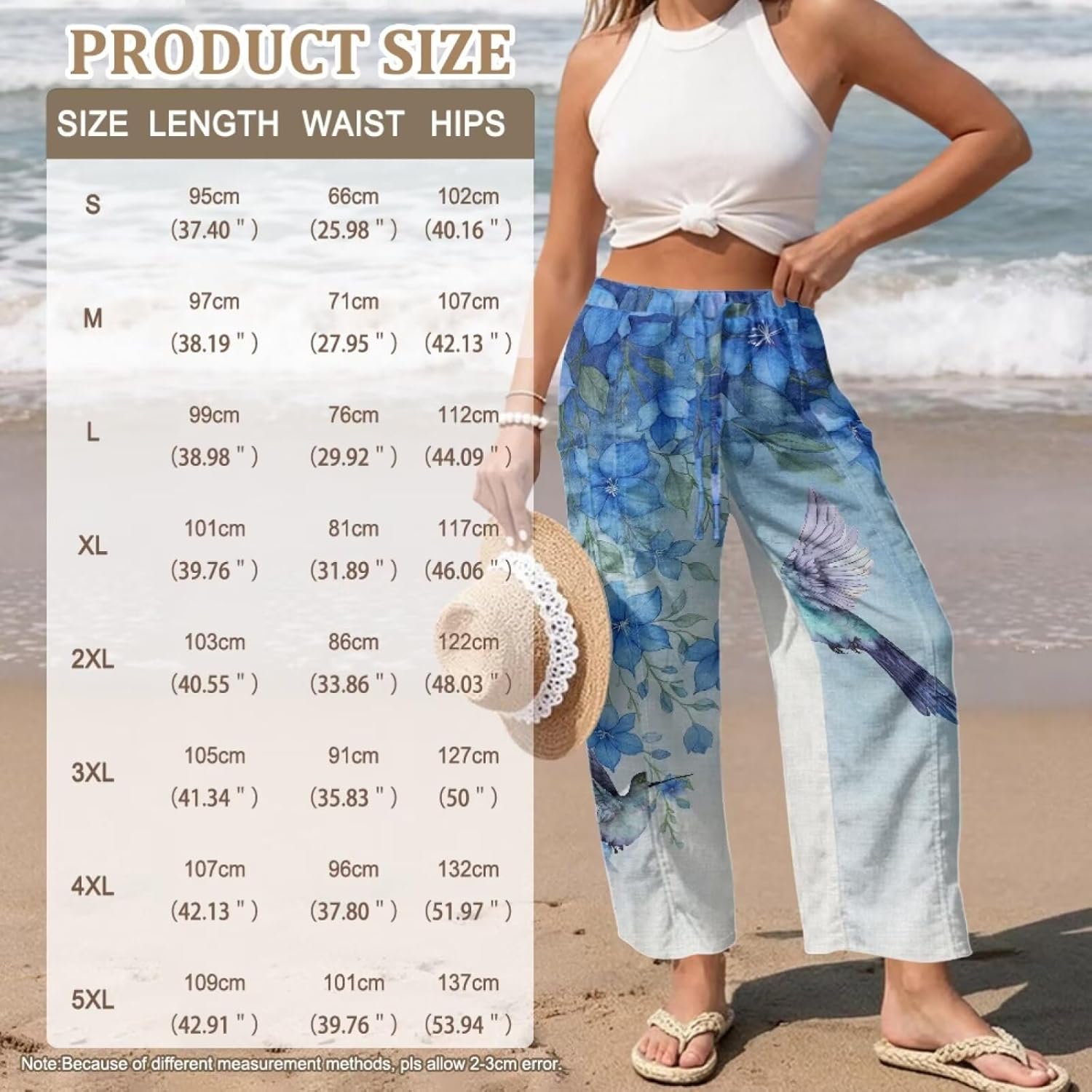 Bottoms Wide Leg Pants Woman Trousers Slacks Pockets Pull On for Daily Wear
